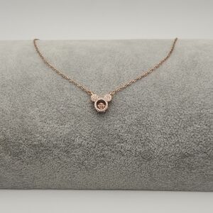 18K Gold Plated Pavé Mouse-Ear Circle Pendant Necklace